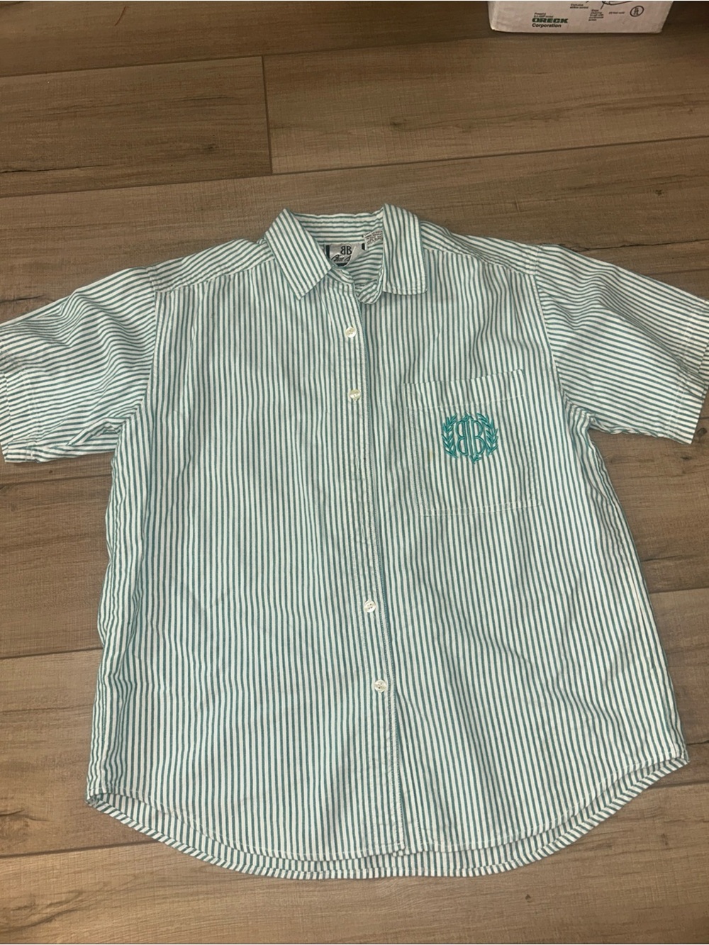 Vintage BILL BLASS Women’s Button Down Striped Shirt  Green Soft Flowy Beachy M